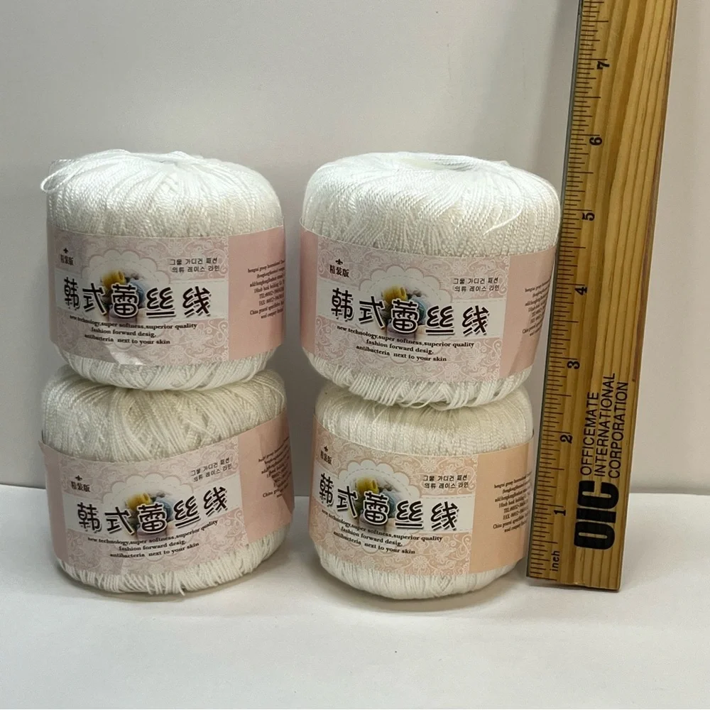 lace white crochet thread cotton yarn 4 balls crafting knitting - Picture 2 of 4